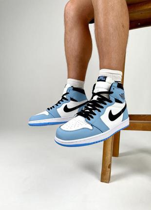 Мужские кроссовки nike air jordan 1 retro white blue