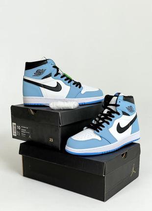 Мужские кроссовки nike air jordan 1 retro white blue8 фото