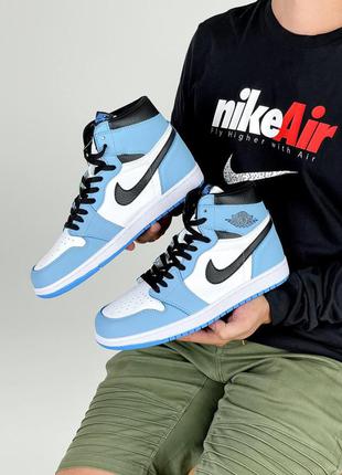 Женские кроссовки nike air jordan 1 retro white blue