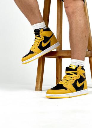 Женские кроссовки nike air jordan 1 retro black/yellow5 фото