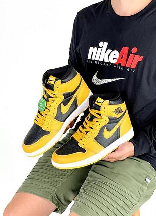 Жіночі кросівки nike air jordan 1 retro black/yellow