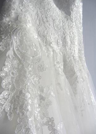 Нове весільне довге плаття, стрази, корсет, розпродаж.4 фото