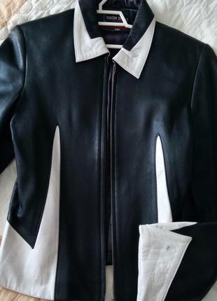 Куртка - жакет натуральна шкіра люкс колір чорний - білий - короткі і подовжена -3 шт