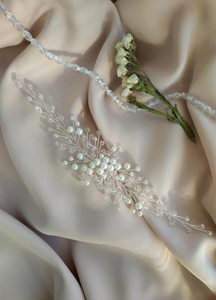 Веточка ободок украшение в прическу невесты на свадьбу4 фото