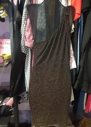 Коктейльное платье на одно плечо h&m - люрекс, блеск - с и м р-ры3 фото