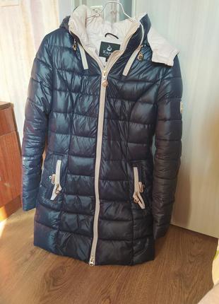 Зимове пальто темно-синє, розмір м1 фото