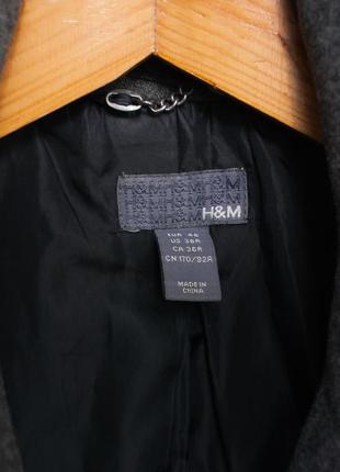 Приталенное теплое пальто hm 46р s мужское шерстяное классическое серое5 фото