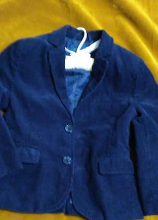 Пиджак вельветовый тёмно-синего цвета на маленького стилягу 6 лет тёмно-синего цвета