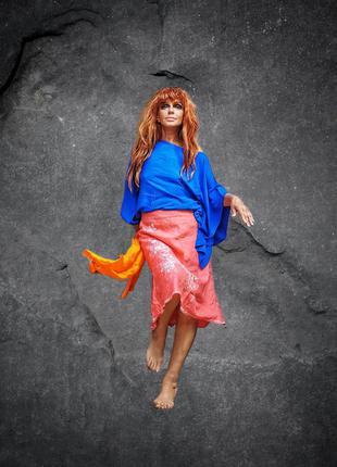 Льняная юбка из рамии лен monsoon миди трапеция с вышивкой1 фото