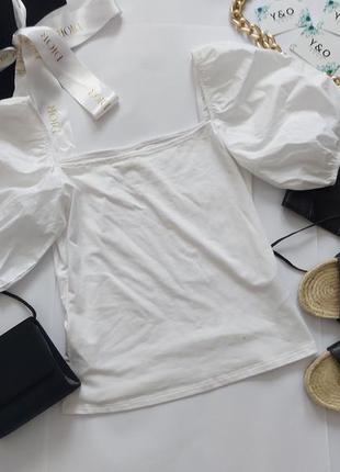 Крутая белая блуза топ с трендовыми рукавами в идеальном состоянии 🖤h&m🖤3 фото