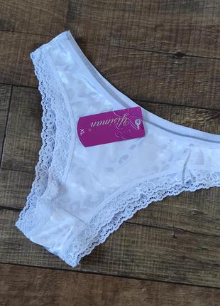Трусы трусики молодежные танга хлопок коттон женские белые
