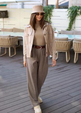 Широкие брюки палаццо теплые расклешенные с карманами коричневый 3 цвета6 фото