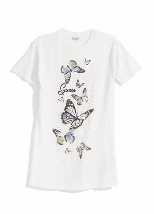 Сукня-футболка з принтом метеликів та логотипом/ платье футболка guess 7-16 лет1 фото