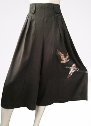 Винтажная красивая юбка-брюки с уточками на резинке с супервысокой посадкой, германия1 фото