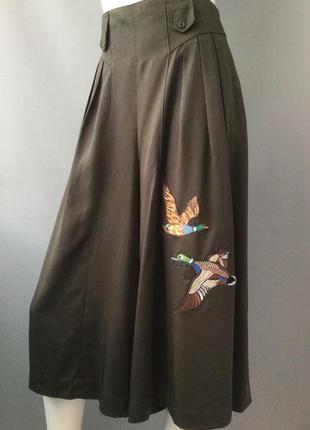 Винтажная красивая юбка-брюки с уточками на резинке с супервысокой посадкой, германия3 фото
