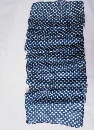 Шелковый шарф в горошек цвет морской волны горрх натуральный шелк6 фото
