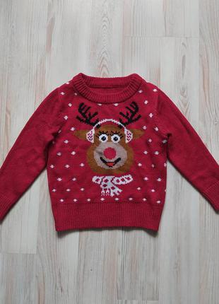 Новогодняя рождественская кофта свитшот свитер  на девочку 1-2года