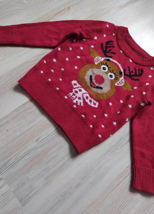 Новорічна різдвяна кофта світшот светрик на дівчинку 1-2роки2 фото