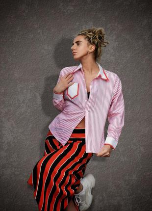 Вінтажна сорочка c&a в смужку з плащової тканини