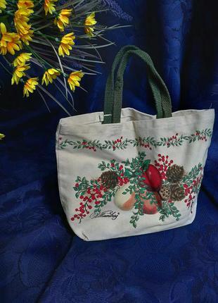 Williamsburg bags 🍎🍐🥦🍒сумка тоут tote mini маленькая текстильная миниатюра детская косметичка 100% хлопок лен принт натюрморт фрукты9 фото