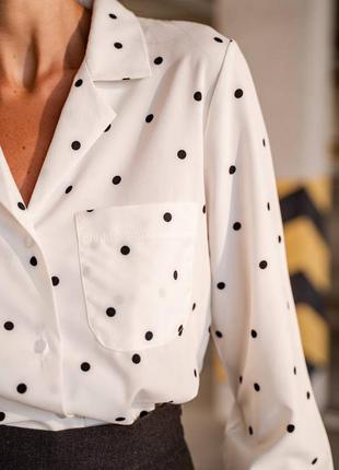 Новая красивая базовая шикарная блуза в горох горошек рубашка5 фото