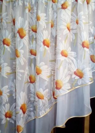 Кухонні фіранки ніка біла ромашка ліва