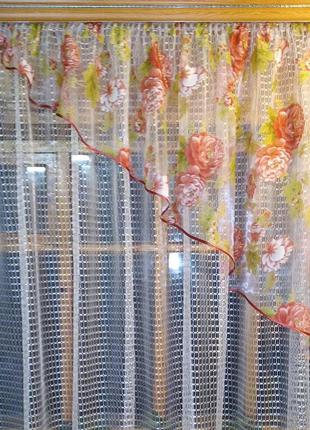 Фіранка коротка готова фаїна молочка півонія права