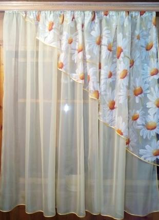 Фіранка коротка готова фая місячний ромашка права