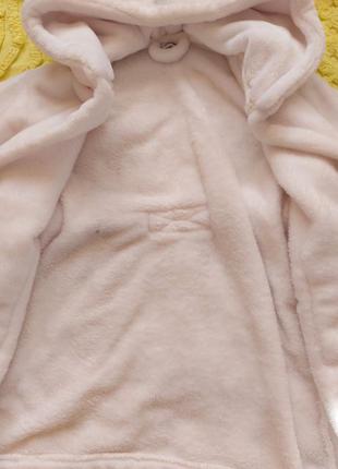 Тёплый  махровый халат для девочки  с ушками зайки 1.5-2 года4 фото