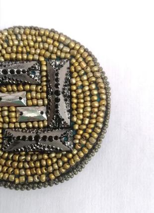 Классическая брошь из бисера handmade с вышивкой черная бронза роскошная дизайнерская булавка4 фото