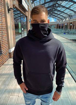 Базове чорне худі на флісі