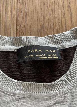 Свитер zara man мужской серо-чёрный полосатый4 фото