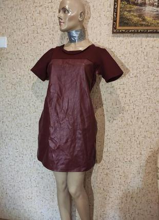 Стильное кожаное платье 48 размер2 фото
