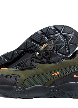 Чоловічі шкіряні кросівки puma st runner p2 хакі