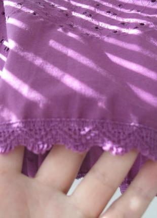Крутая юбка-колокол из прошвы с отделкой из кружева "кроше" в оттенке "фуксия"6 фото