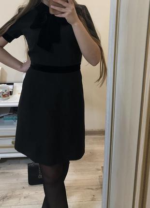 Вечернее платье трапеция маленькое чёрное платье фирменное платье италия платье с бантом3 фото