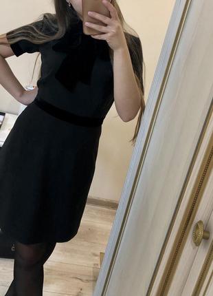 Вечернее платье трапеция маленькое чёрное платье фирменное платье италия платье с бантом4 фото