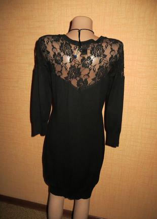 Красивое женское черное платье с гипюровыми вставками2 фото