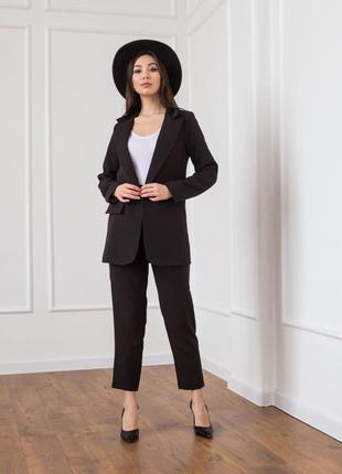 Костюм двойка женский классический офисный черный, брюки, пиджак, 40, 42, 44, 46, 48, ххс, хс,с,м,л2 фото