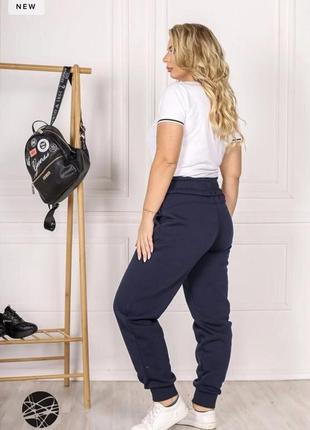 Крутые спортивные штаны-джоггеры на флисе-норма и батал, высокая посадка4 фото