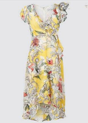 Шифоновое платье в разноцветный цветочный принт от  per una marks&spencer