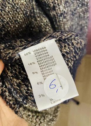 Вязаное трехцветное платье кольчуха с люрексовой нитью шерстяное