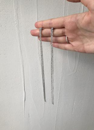Довгі сережки у сріблі в каменях4 фото