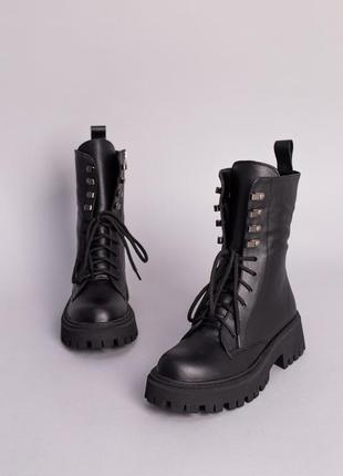 Женские кожаные ботинки берцы на шнуровке3 фото