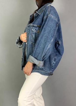 🌿об'ємна джинсовці куртка "g - divisionа", one size, широкий рукав🌿2 фото
