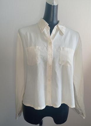 Винтажная укороченная блуза с карманами атлас винтаж