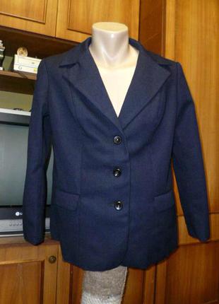 Винтажный теплый пиджак мальчику школьная форма на рост 146-152см темно-синий