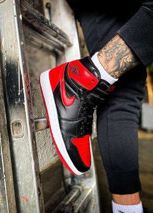 Кроссовки nike air jordan 1 retro high black red white3 фото