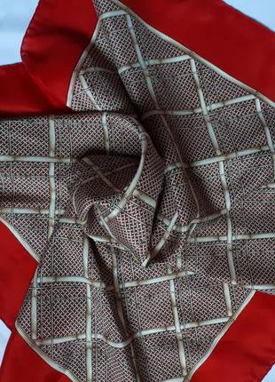 Шелковый винтажный платок daniel la foret шов роуль(75 см на 77 см)6 фото