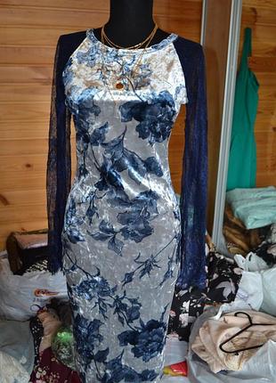 Платье poliit с кружевом! + шнуровка бархатное